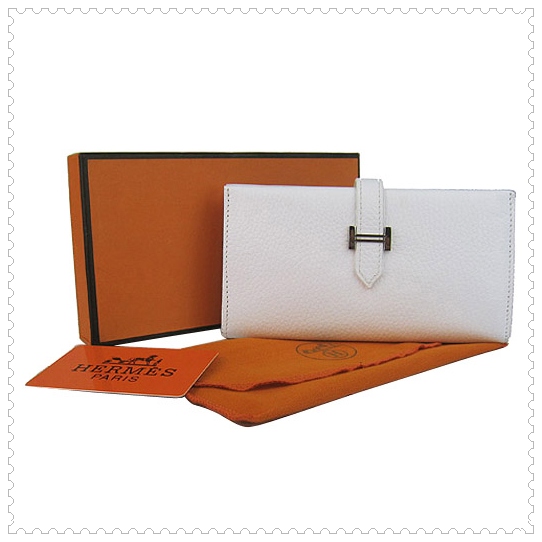 Hermes Bearn Gusset Wallet White